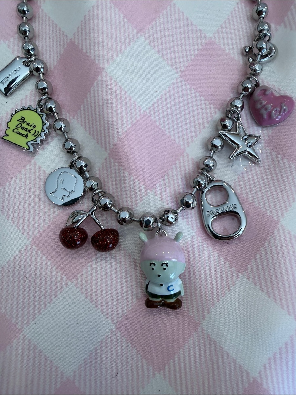 NEW Brain Dead x Coach Ball Chain Charms Necklace - Silver Multi